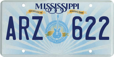 MS license plate ARZ622
