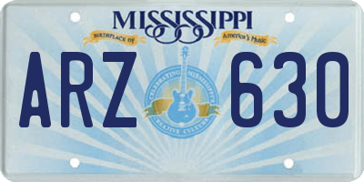 MS license plate ARZ630