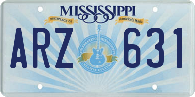 MS license plate ARZ631