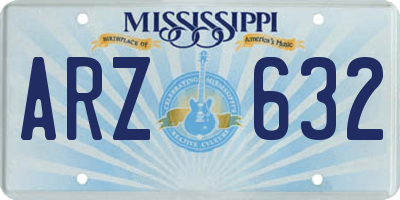 MS license plate ARZ632