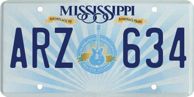 MS license plate ARZ634