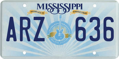 MS license plate ARZ636