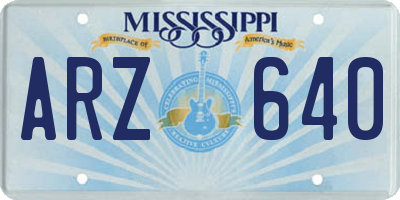 MS license plate ARZ640