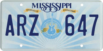 MS license plate ARZ647
