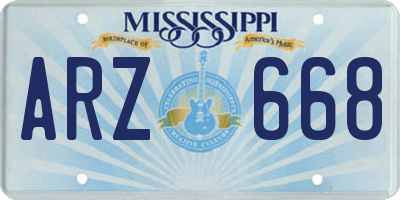 MS license plate ARZ668