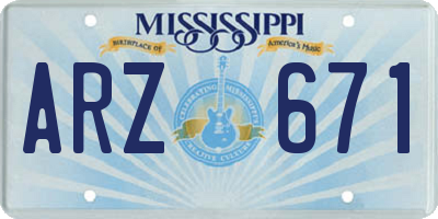MS license plate ARZ671