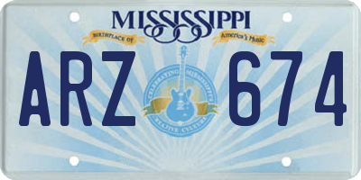 MS license plate ARZ674