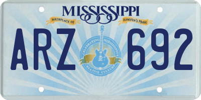 MS license plate ARZ692