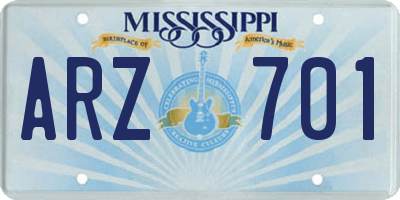 MS license plate ARZ701