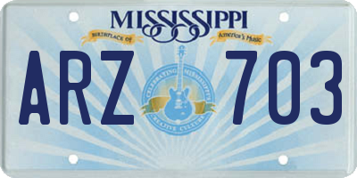 MS license plate ARZ703