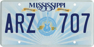 MS license plate ARZ707