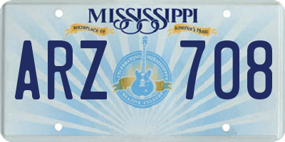 MS license plate ARZ708