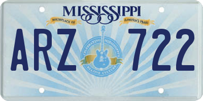 MS license plate ARZ722