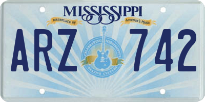 MS license plate ARZ742