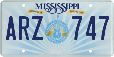 MS license plate ARZ747