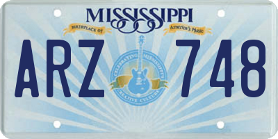 MS license plate ARZ748