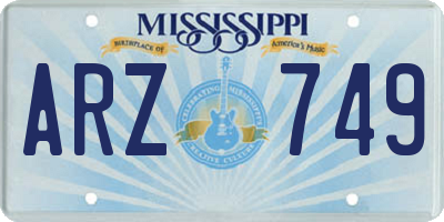 MS license plate ARZ749
