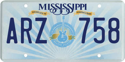 MS license plate ARZ758