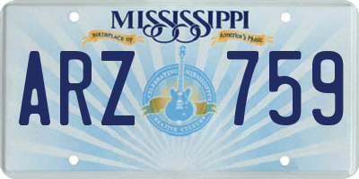 MS license plate ARZ759