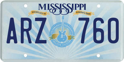 MS license plate ARZ760