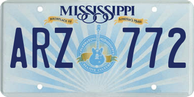 MS license plate ARZ772