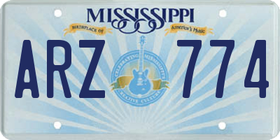 MS license plate ARZ774