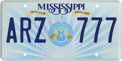 MS license plate ARZ777