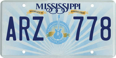 MS license plate ARZ778