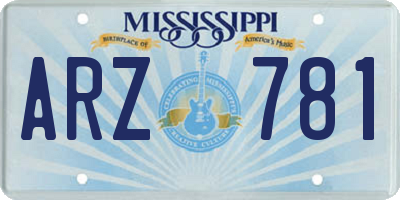 MS license plate ARZ781
