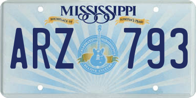MS license plate ARZ793