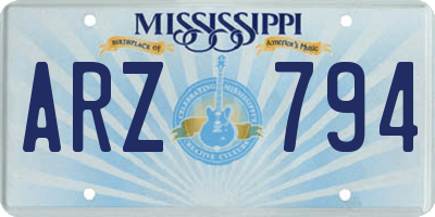 MS license plate ARZ794