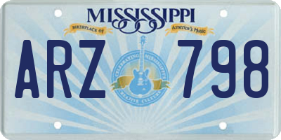 MS license plate ARZ798