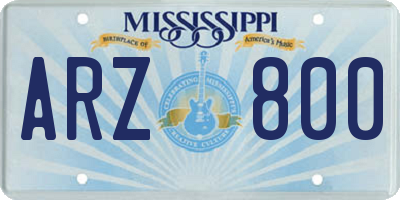 MS license plate ARZ800