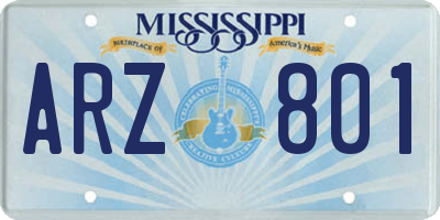 MS license plate ARZ801