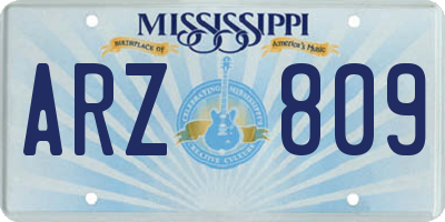 MS license plate ARZ809