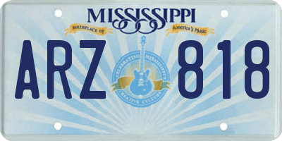 MS license plate ARZ818