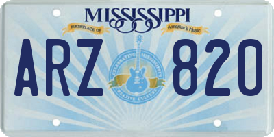 MS license plate ARZ820