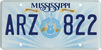 MS license plate ARZ822