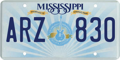 MS license plate ARZ830