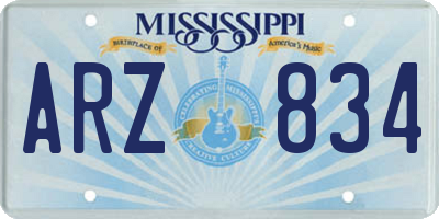 MS license plate ARZ834