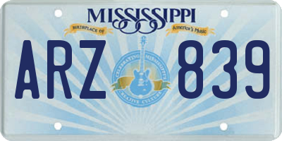 MS license plate ARZ839