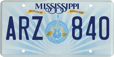 MS license plate ARZ840