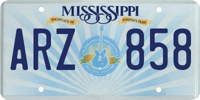 MS license plate ARZ858