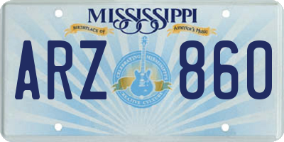MS license plate ARZ860