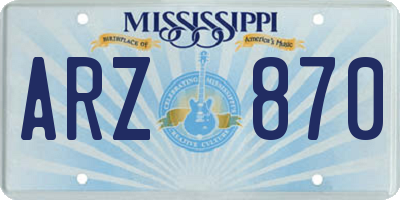 MS license plate ARZ870