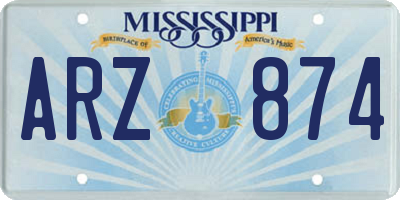 MS license plate ARZ874