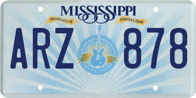 MS license plate ARZ878