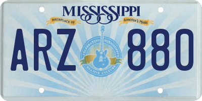 MS license plate ARZ880