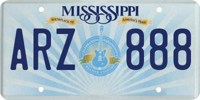 MS license plate ARZ888