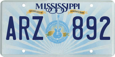 MS license plate ARZ892